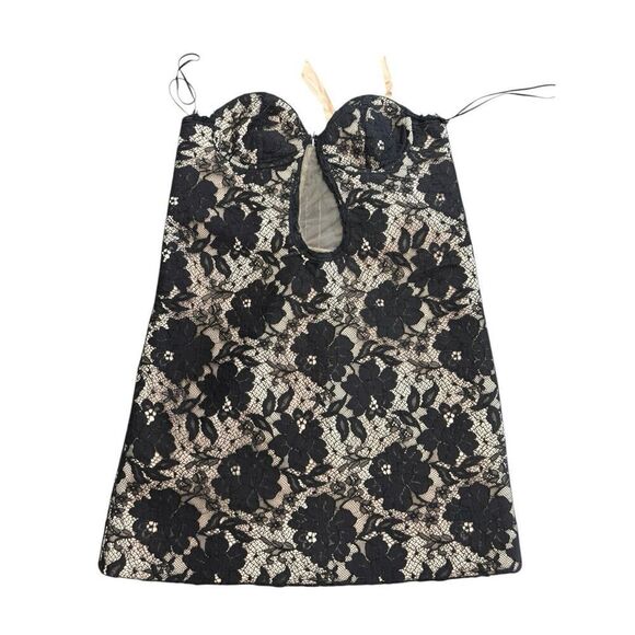 N. 21 Strapless Lace Mini Dress Black Nude Mesh Bustier Italy Size IT 42 US 6 - Picture 7 of 16